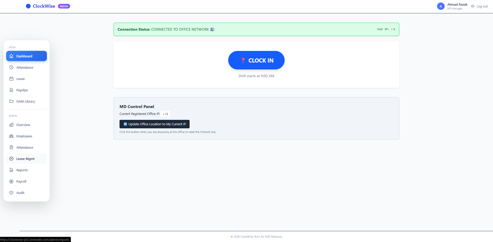 ClockWise - A lite HRMS system