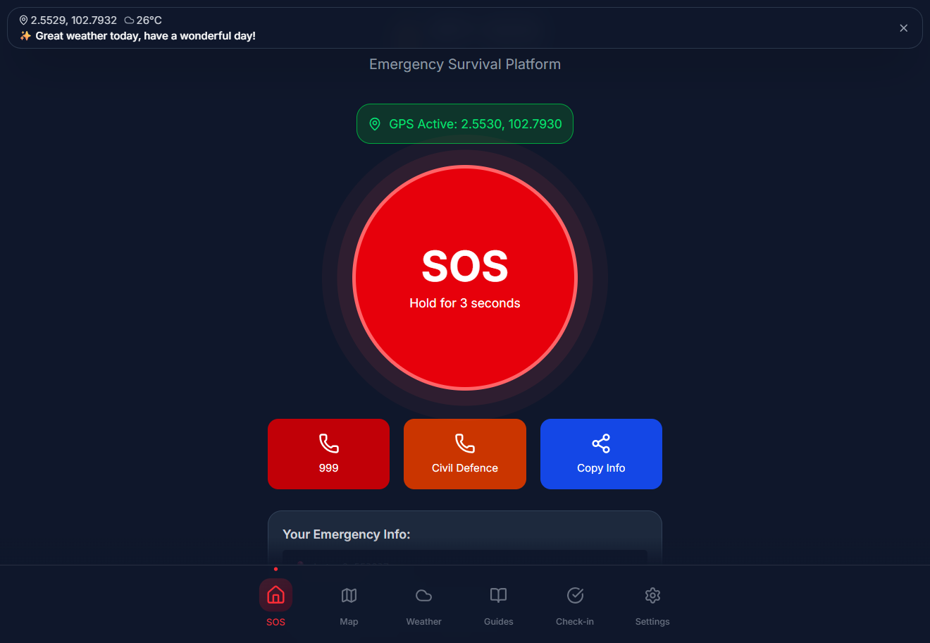 MY-SOS: Malaysian Emergency Survival Platform