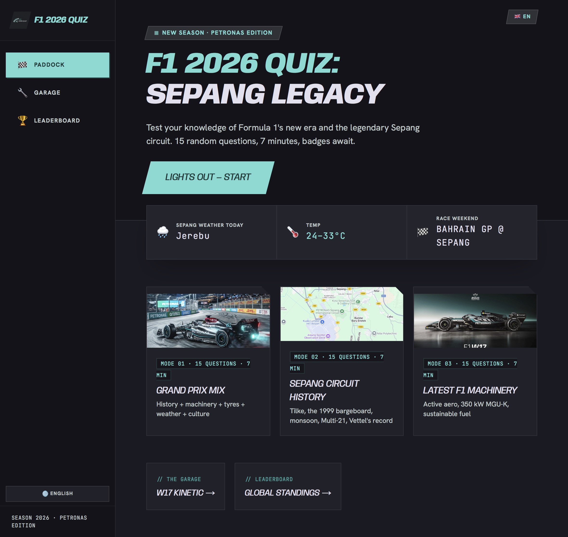Formula One Sepang 2026 Quiz